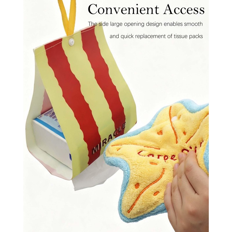 Hanging Tissue Holder with Detachable Hand Towel,Blue Shell