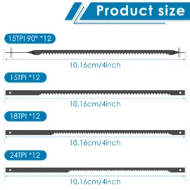 48Pcs Scroll Saw Blade Pin End Set Compatible with MS20 MS20-01 MS51-01 High Carbon Steel 4inch Woodworking Metal Cutting Scroll Saw Blade Assortment Kit 15TPI 18TPI 24TPI(48PCS)