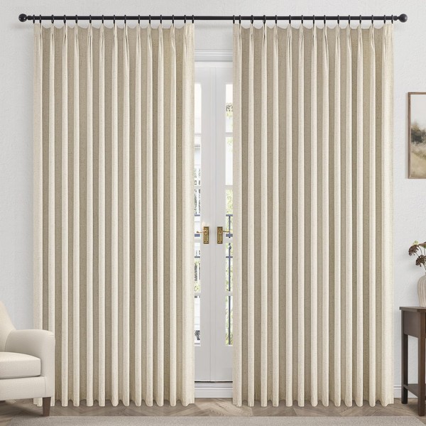 Topfinel Extral Wide Custom Sliding Door Curtains, Cream Beige Pinch