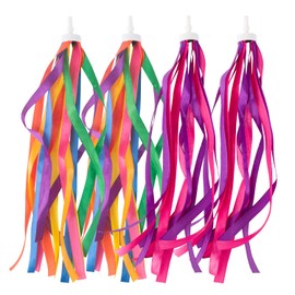 GWAWG 2 Pair of Kids Bicycle Color Ribbons, 4 Pieces 10 Inch Girls Boys Bicycle Handlebars Rainbow Colored Tassel Streamers Bicycle Scooter Tricycle Stroller Accessories