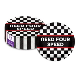 Birthday Galore Need Four Speed Racing 4th Birthday Party Supplies Large 9"" Paper Plates in Bulk 32 Piece