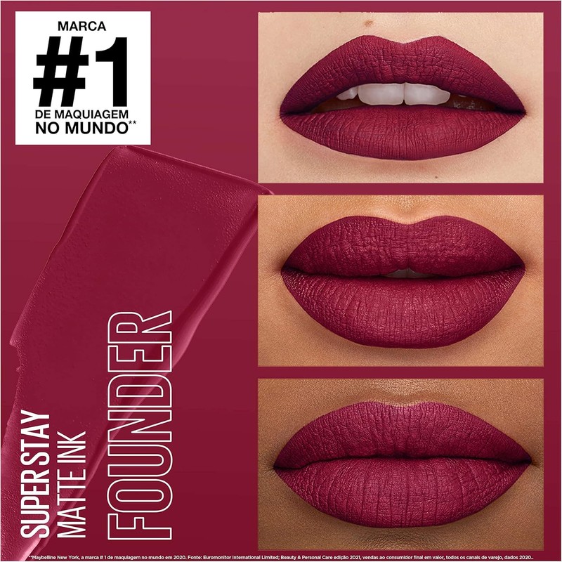 Maybelline Superstay Matte Ink, Labial Líquido Mate con Pigmentos de