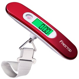 Freetoo Digital Luggage Scales, Portable Hanging Scales, LCD Display with Backlight Tare Function, Practical for Travel/Family Life, up to 50 kg ABS, red