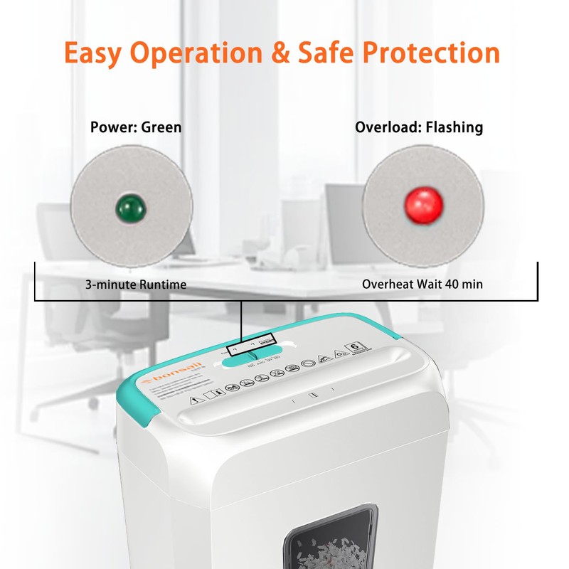 Bonsaii High Security Shredding Paper Shredder, 6-Sheet Cross-Cut, Credit Card