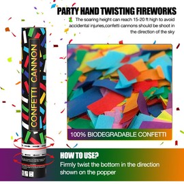ZOYDP 5 PCS Confetti Cannons, Confetti Cannons Biodegradable 30cm, Multi Colour Confetti, Confetti Cannons Large, confetti poppers for Christmas, Weddings, Birthdays, Party, Celebrations, Anniversary