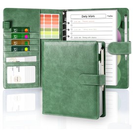 Ring Binder A5 Refillable, Agoer PU Leather Binder Notebook with 150 Sheets A5 Refill Paper [To Do List/Weekly Plan/Notebook Dotted], 6 Ring Binder DIN A5 Binder School Notes, Travel Diaries, Planner