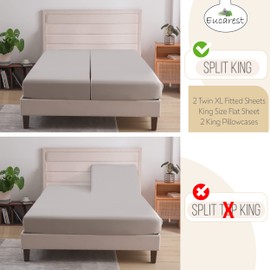 Split-King Eucalyptus Lyocell Bed Sheets, Hypoallergenic 100% Organic Tencel, Thermal Regulating and Moisture Wicking for Hot Sleepers, Superior Thread Quality, Extra Deep Pockets - Gray