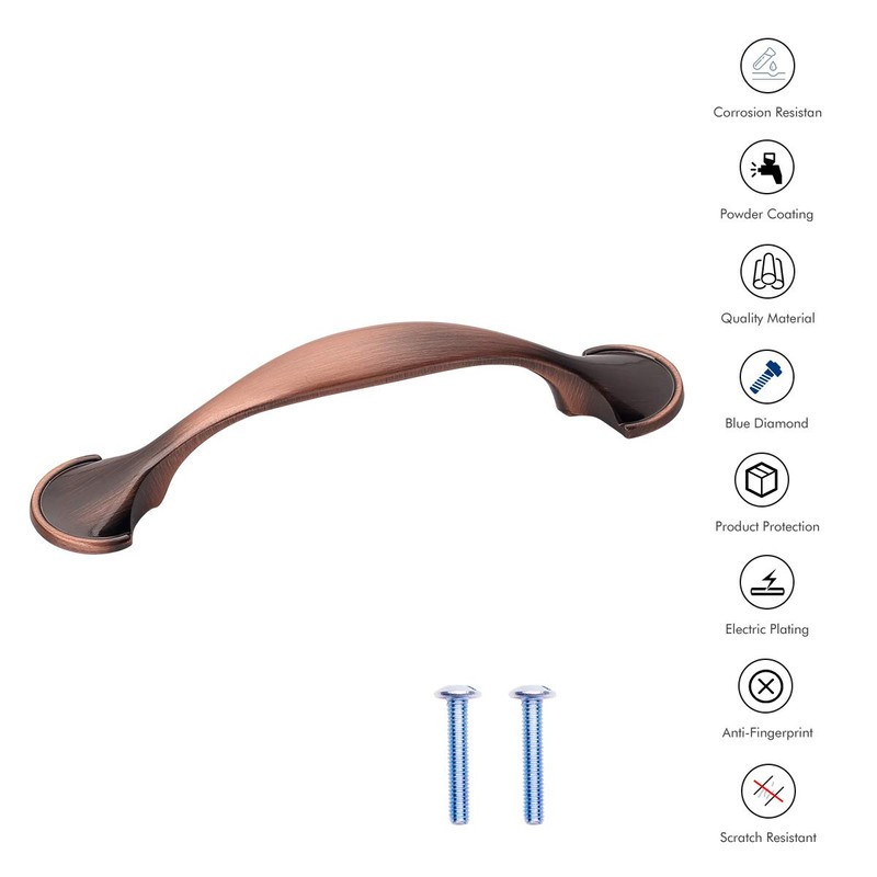 (10 Pack, CC: 3 Inch) Swiss Kelly Hardware Antique Copper