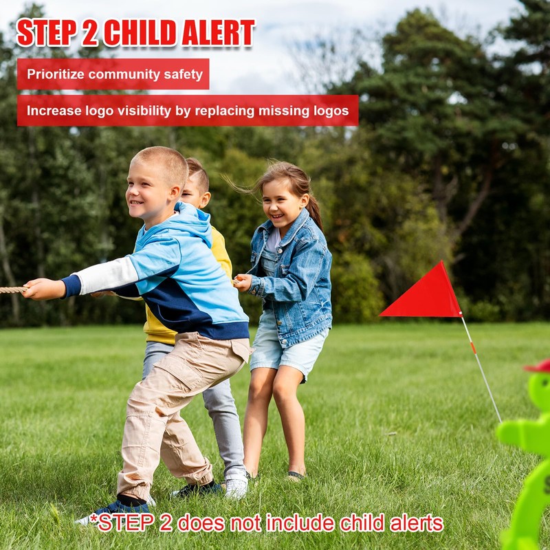 4 Pack Safety Flags with Pole, Premium Kid Alert Street