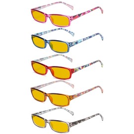 Eyekepper 5 Pack Computer Glasses Digital Eye Strain Prevention Blue Light Filter Reading Glasses Amber Tinted +1.25