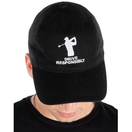 Funky Junque Dad Hat Golf Tennis Unconstructed Low Profile Womens Mens Baseball Cap, Drive Responsibly - Black, One Size