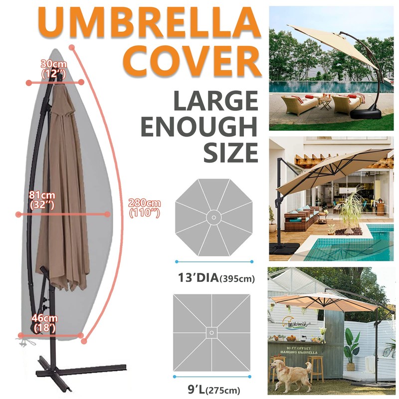 Offset Umbrella & Frame Cover, Fits 9ft to 13ft Cantilever
