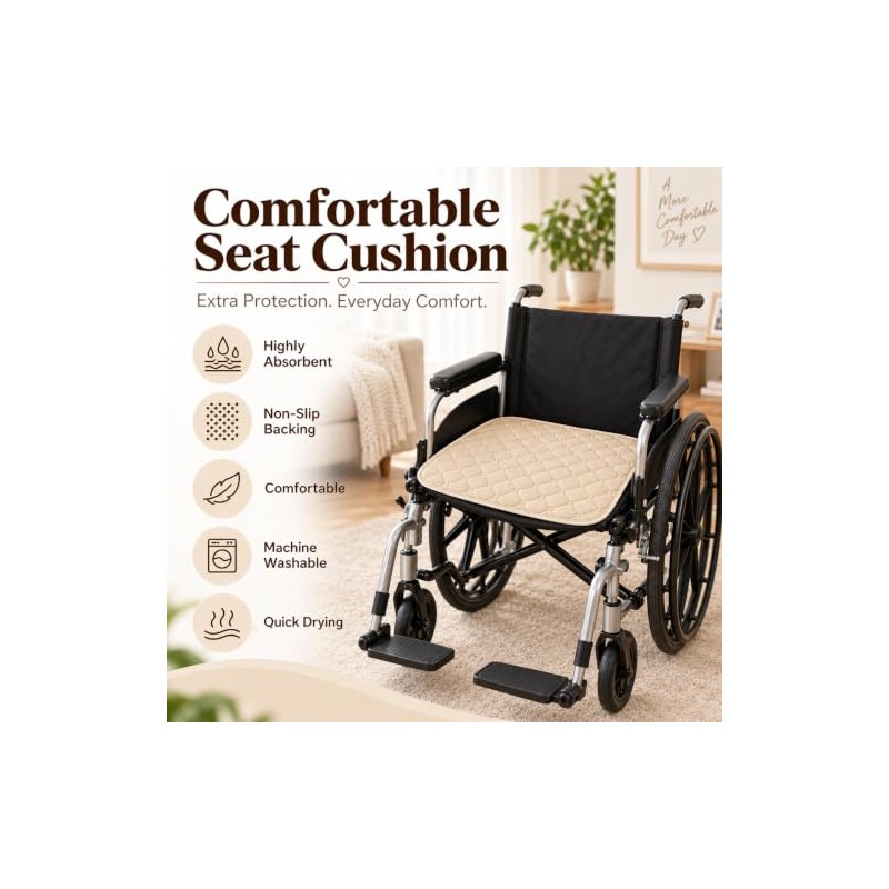 3 Washable Incontinence Chair Pads, 50x50cm Waterproof Seat Protectors