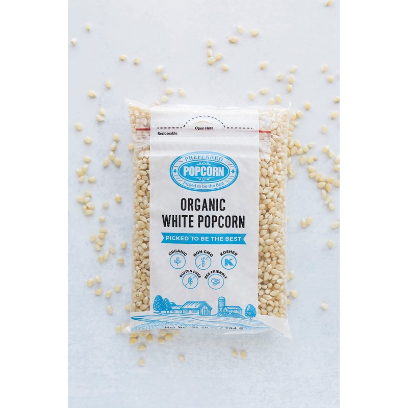 Preferred Popcorn Organic White Popcorn, 28 Ounce Bag, Pack of