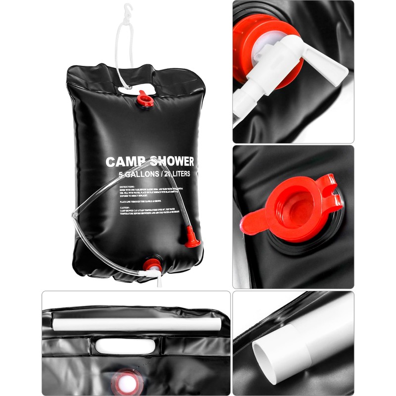 QWORK® 20L Solar Shower Bag Portable Travel Camping Shower Bag