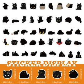 100pcs Cute Black Cat Stickers Kawaii Small Stickers Decorative Masking Stickers for Personalize Laptop Scrapbook Daily Planner