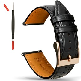 Gomvadr Leather Watch Straps Embossed Alligator Grain, Quick Release Replacement Watch Straps with Crocodile Pattern for Bracelet Men Women (16 mm, 18 mm, 20 mm, 22 mm, 24 mm), Leather