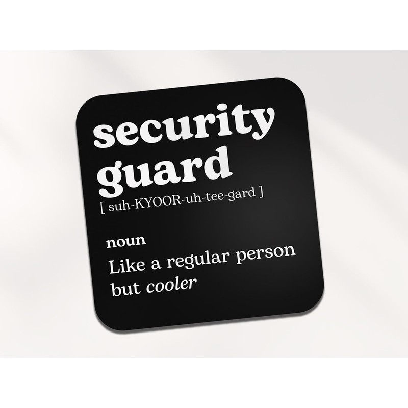Security Guard Square Coaster - New Job Dictionary Regular But
