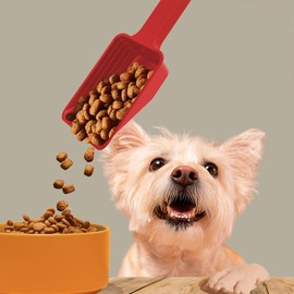 Pet Food Scoop 2-Cup (Pack of 3), Food Scoop 2 Cups, Measuring Scoops for Dry Ingredients Plastic Pet Food Scoop with Measuring Lines for Accurate Food Portions, Dog food Scoops Dishwasher Safe (Red)