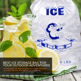 PackageZoom 11 x 18 Ice Bags 8 Lb. Durable Drawstring Closure Pack of 100 Ice Storage Bags For BBQs, Camping, Food Stalls Refillable Ice Cubes Bags For Freezer & Takeaway