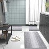 OLANLY Bathroom Rugs 30x20, Soft Chenille Striped Bath Rugs, Grey
