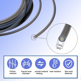 Translucent Gray PTFE Tube Kit, 2.5mm ID×4mm OD, 5M/16.4ft, Compatible with Bambu Lab AMS X1/P1P/A1, CREALITY K2 Plus/Hi, FLASHFORGE 5M, Prusa MMU3, with Tubing Cutter & 4pcs 4mm Pneumatic Fittings