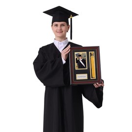 GraduatePro Graduation Picture Frame with Tassel Holder Shadow Box Graduation Decoration Gift-So Pround of You, Mahogany 4x6 Photo Frame