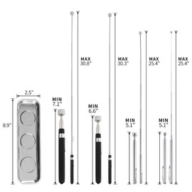 Rechabite 5 PCS Magnetic Telescoping Pick up Tools, 15 LBS, 8 LBS, 3.5 LBS, 1.5 LBS Magnet Stick Screws Parts Finder, with Rectangle Magnet Tray, Pickup Nails, Metal Retrieving