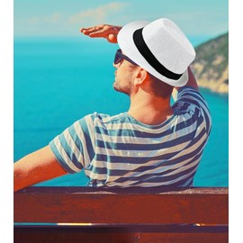 Unisex Classic 1920s Fedora Hat Short Brim Panama Trilby Hat Summer Beach Cap for Men Women (US, Alpha, Medium, Large, White)