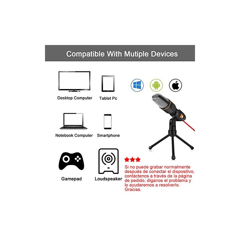 Micrófono para PC con Soporte Micrófono Condensador Semiprofesional con Tripié,
