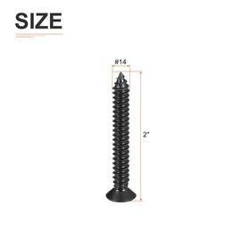 DTGN 100Pcs #14x2" Flat Head Wood Screws, 304 Stainless Steel Phillips Self Tapping Screws - Good for Woodworking, Furniture - Black