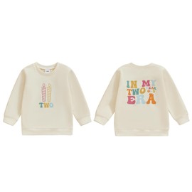 YOKJZJD Toddler Baby Girl 1st 2nd 3rd Birthday Outfit In My One Two Three Year Old Era Romper Sweatshirt Fall Winter T-Shirt (Beige Two, 2-3 Years)