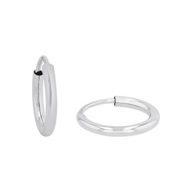 Amor Women's Creole Earrings 925 Sterling Silver with Synthetic Zirconia Silver Comes in Jewellery Gift Box, Silver, No Gemstone