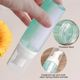 2oz Plastic Foam Pump Bottle, Empty Bottle Travel Foaming Dispenser for Hand Soap, Shampoo (3Pcs, 60ml) (Clear+Green+Pink)