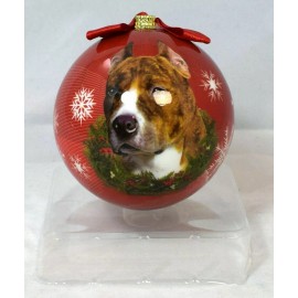 E&S ES Pets Dog Christmas Unbreakable Ball Ornament New Pit Bull Terrier