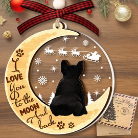 GOSBLUE Black French Bulldog Ornaments Christmas Tree, Frenchie 2 Layer Wood & Acrylic Ornament, Christmas Decoration 2025 for Frenchie Lovers, Dog Mom, Dog Dad, Pet Lovers