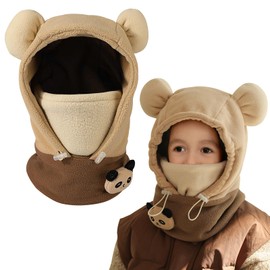 AYPOW Thermal Fleece Kids Balaclava Winter, Kids Windproof Balaclava Ski Mask for Kids Snood Hood Hat Warm Full Face Mask Unisex Kids, 3D Animal Neck Warmer for Snowboarding Outdoor