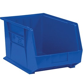 Caja Shipping Plastic Stack & Hang Bin Boxes, 10 3/4" x 8 1/4" x 7", Blue, 6/Case