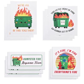 12pcs Dumpster Fire Sticker, 3in Funny Meme Sticker Waterproof Dumpster Fire Response Team Decals for Laptop Water Bottle Notebook Humorous Desk & Gift Accessories (4 Styles)