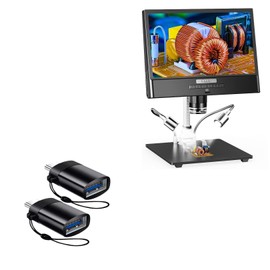 BoxWave Cable Compatible with Elikliv EDM12 LCD Digital Microscope (10 in) - USB-C to A PortChanger (2-Pack), USB Type-C OTG USB Portable Keychain - Slate Black