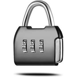 3 Digit Combination Padlock, 4mm Shackle Dia, Resettable Lock Zinc Alloy Security Padlock Weatherproof Combination Lock for Travel Bag, Suitcases, Gym, School Outdoor Locker (Black)