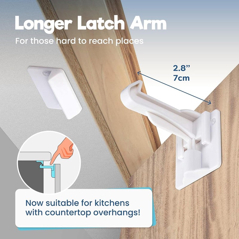 Upgraded Invisible Baby Proofing Cabinet Latch Locks (10 Pack) -