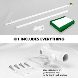 UD_G128 Combo Pack: 6 Feet Tangle Free Spinning Flagpole (White) Nigeria Nigerian Flag 3x5 ft Printed 150D Brass Grommets (Flag