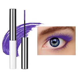 Volume Color Mascara, Violet Silk Fiber Eyelash Mascara with Soft Mascara Brush, No Clumping & No Smudging & No Flaking Curling, Long-Lasting Waterproof Eyelash Mascara with False Lash Effect