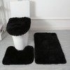 Eanpet Shaggy Bathroom Rugs Sets 3Piece Black Bath Mat for