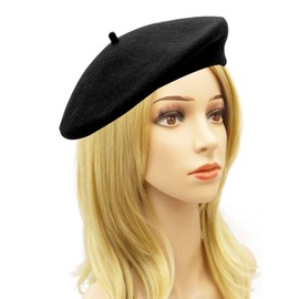 Umeepar Wool French Beret Hat Solid Color Winter Hat for Women, Black