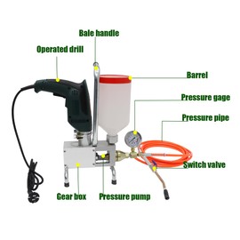 PreAsion 110V High Pressure Grouting Machine 650W Electric Grout Gun Grouting Injection Pump High Pressure Leak Stoppage Machine for Concrete Repair Waterproofing Crack Repair
