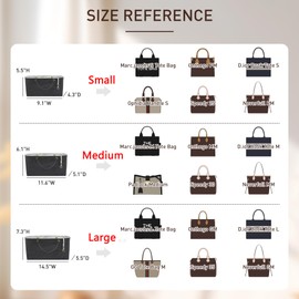 Purse Organizer Insert Compatiable with M arc Jacobs Small Tote Bag, Lightweight YKK Zipper Handbag Organizer with Handle/Elastic Cup Holder/Key Leash, 16 Pockets Bags Divider Shaper, Black$White/S