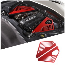 car-king888 Red Aluminum Car Engine Bay Tie Side Trim Decorate Cover For Corvette C8 2020-24