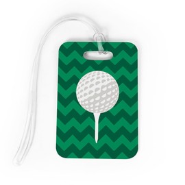 ChalkTalkSPORTS Golf Luggage & Bag Tag | Golf Ball and Tee | Custom Info on Back | Medium | Green